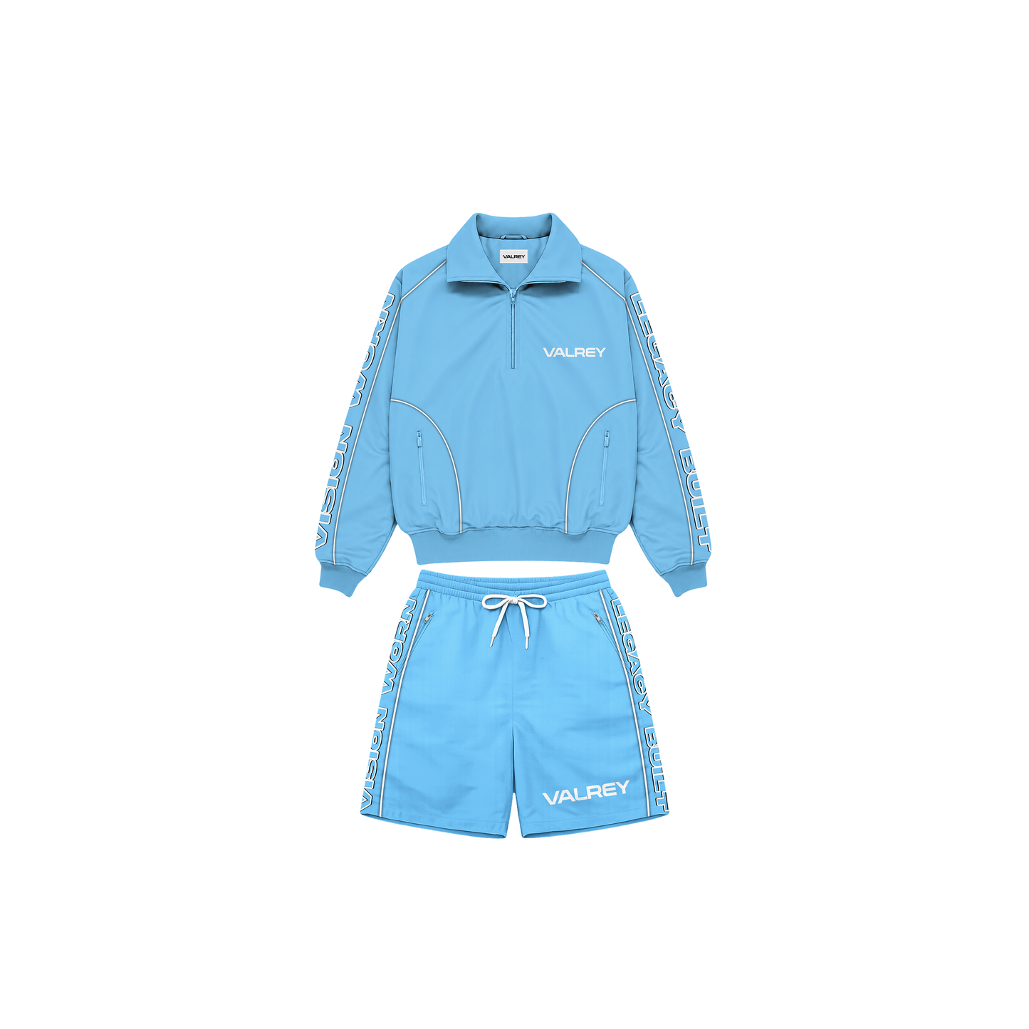 VALREY Quarter-Zip Tracksuit Set "Light Blue"