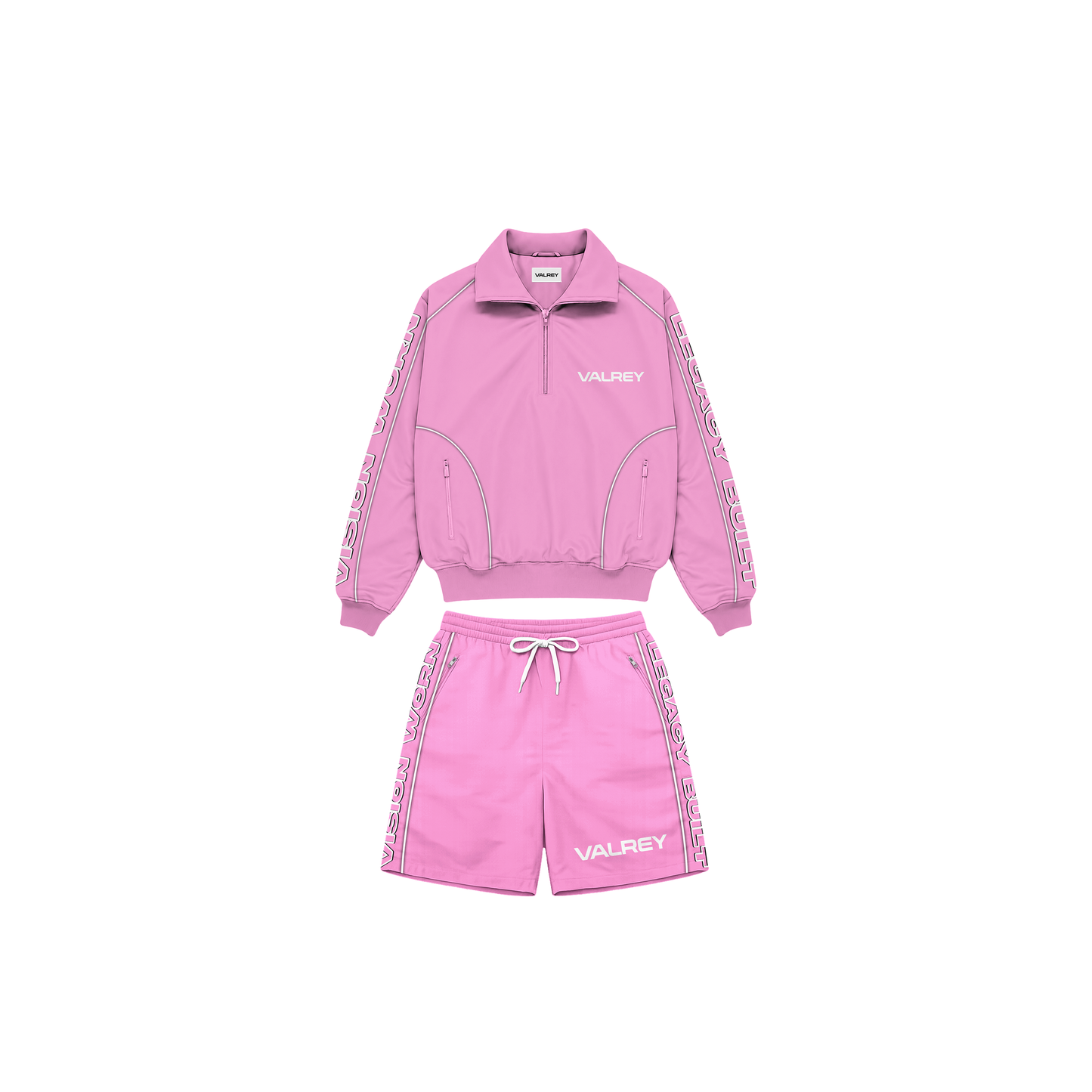 VALREY Quarter-Zip Tracksuit Set "Pink"